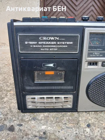 CROWN CRC-550SW – ЯПОНСКИ ВИНТИДЖ РАДИОКАСЕТОФОН, снимка 3 - Антикварни и старинни предмети - 55417735