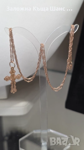 Златен синджир с кръст 14К, проба 585 , снимка 2 - Колиета, медальони, синджири - 54312064