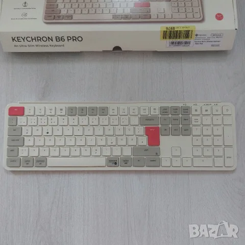 Премиум безжична клавиатура Keychron B6 Pro Ultra-Slim (Retro Red) – Пълен комплект, снимка 4 - Клавиатури и мишки - 55477626