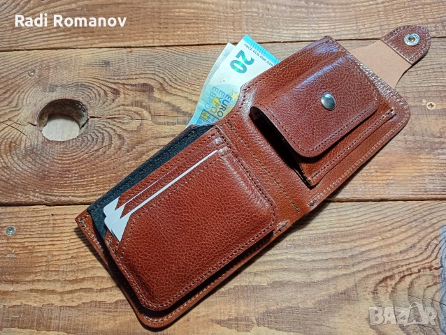 Ръчно изработен мъжки кожен портфейл , снимка 3 - Портфейли, портмонета - 54053177