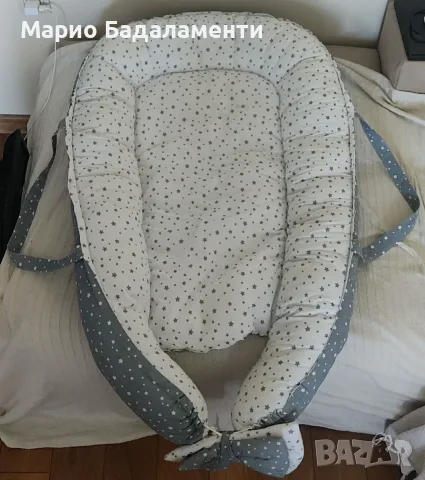 Бебешко гнездо 3 в 1 Двулицево - ЛУКС - Сиви звезди