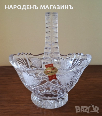 ANNA HUTTЕ - Нов немски кристал Кристална кошница бонбониера кристална сервиз бонбони, снимка 5 - Други ценни предмети - 54632875