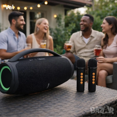 Преносима караоке тонколона с 2 микрофона B21 BOOMBOX - мощен звук и RGB Led осветление, снимка 3 - Тонколони - 54826986