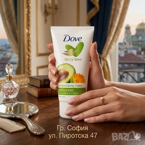 ​Dove Invigorating Care Hand Cream Подхранващ крем за ръце с масло от авокадо и екстракт от невен