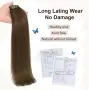 XDhair екстеншъни за коса тип „щипка“ от естествена човешка коса, средно кафява,100 гр.,6бр., 40 см, снимка 3