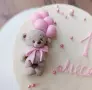 Мече с панделка и балони дълбок силиконов молд форма гипс смола шоколад фондан декорация торта мъфин, снимка 1