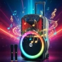 Караоке тонколона 12" BT-1218 с Bluetooth, цветомузика и 2 безжични микрофона , снимка 1