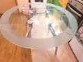 Стъклена кръгла трапезна маса , снимка 3
