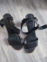 Черни сандали от естествена кожа с дървен дебел ток размер 38, снимка 3