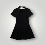 black ribbed collared mini dress, снимка 1