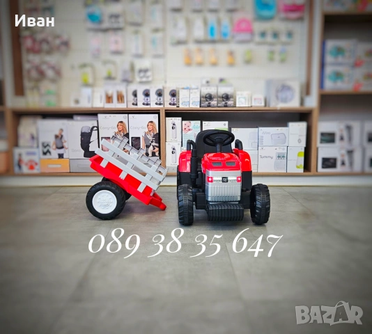 ТОП ЦЕНА!НОВО!Акумулаторен трактор с ремарке Dallas RED с 12V батерия , снимка 3 - Електрически играчки - 53334002