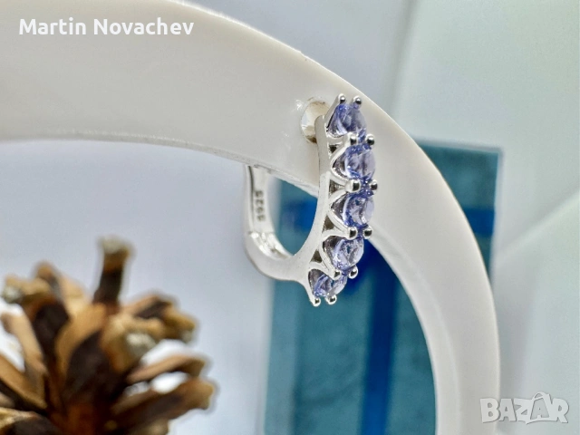 Сребърни обеци с Танзанит, снимка 5 - Обеци - 54118174