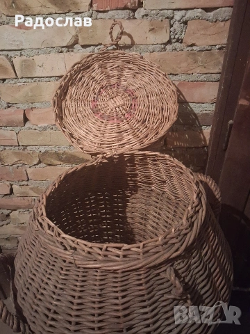 Голям плетен кош, снимка 4 - Антикварни и старинни предмети - 54653728