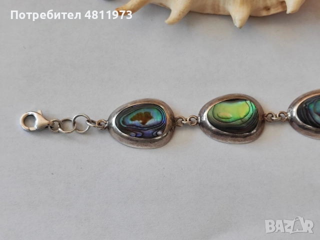 Сребърен комплект с кралски седеф 925, снимка 2 - Колиета, медальони, синджири - 54735641