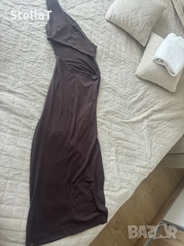 Тъмно кафява рокля ZARA (S), снимка 6 - Рокли - 55311457