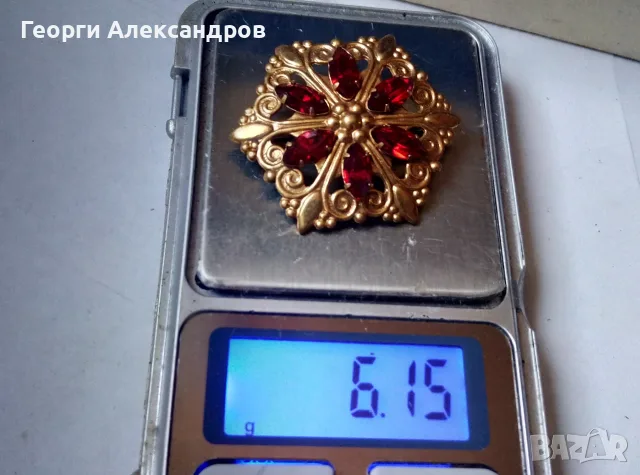 3 Старинни РАЗКОШНИ СЪВЕТСКИ ПОЗЛАТЕНИ БРОШКИ с КАМЪНИ и МАРКИРОВКИ, снимка 11 - Антикварни и старинни предмети - 55306037