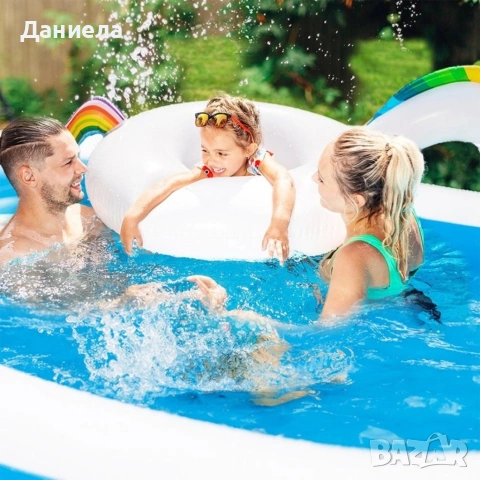 Надуваем семеен градински басейн 245x150x43 см – 874 л, здрав PVC и лесно източване, снимка 5 - Басейни и аксесоари - 54839857