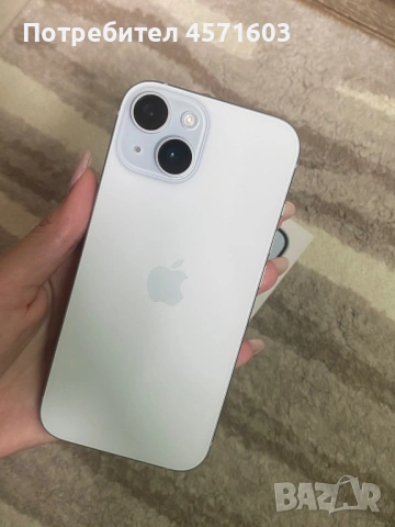 Продавам iPhone 15 в синьо, с поставен протектор и 128 GB, снимка 2 - Apple iPhone - 54599166