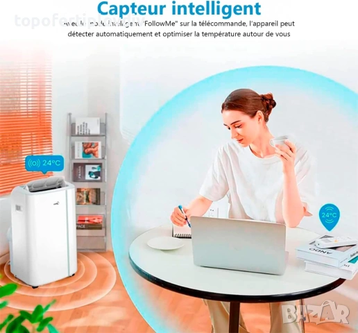 Преносим климатик мобилен MIDEA 9000 BTU Silent Mobile,ГАРАНЦИЯ,БЕЗПЛАТНА доставка до офис на ЕКОНТ, снимка 2 - Климатици - 55097141