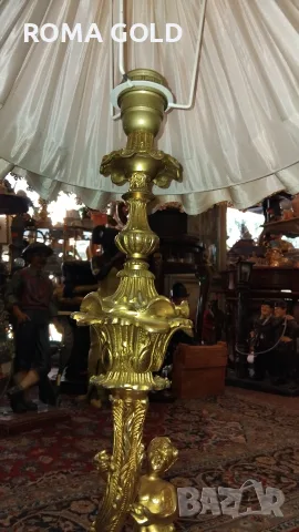 месингови лампи с текстилни абажури, снимка 8 - Настолни лампи - 54267481