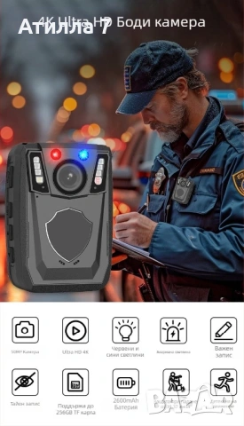 Body Camera / Камера за тяло 4K с нощно виждане и запис