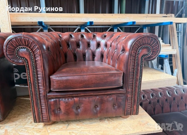 Мострен комплект честърфийлд chesterfield гарнитура диван фотьойл, снимка 3 - Дивани и мека мебел - 55218323