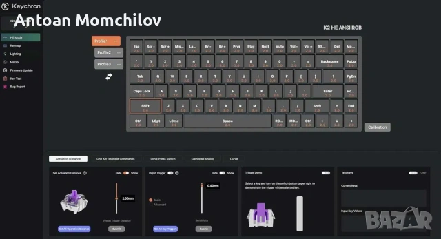 Магнитна клавиатура Keychron K2 HE ISO RGB, снимка 6 - Клавиатури и мишки - 54805379