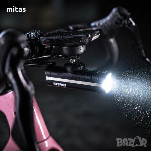 Предна SMART LED фар светлина за велосипед IGPSPORT VS1200 + Стойка M80, 1200 lm, Bluetooth, USB-C, снимка 5 - Аксесоари за велосипеди - 54202837