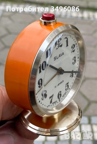 Стар съветски механичен будилник СЛАВА 11 камъка, снимка 10 - Колекции - 54058934