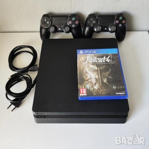 PlayStation 4 Slim + 2 Контролера и Fallout 4 – Готова за Игра