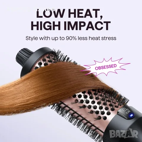 Термочетка Wavytalk Blowout Boost 38 мм Кръгла Четка с горещ въздух с дисплей, снимка 5 - Маши за коса - 55491871