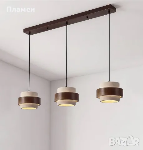 Wabi Sabi полилей с 3 висящи тела от естествен камък, снимка 10 - Лампи за таван - 55644481