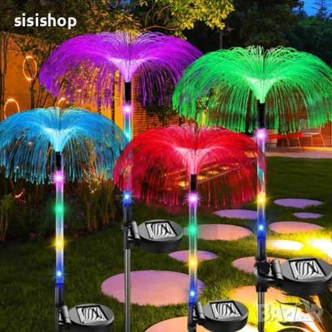 Декоративна соларна лампа Медуза с цветно LED осветление и метално колче 4469