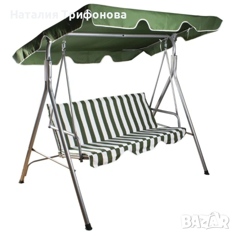 Градинскa люлка двуместна, бял/зелен -  140 *110*H153, снимка 3 - Градински мебели, декорация  - 54182526