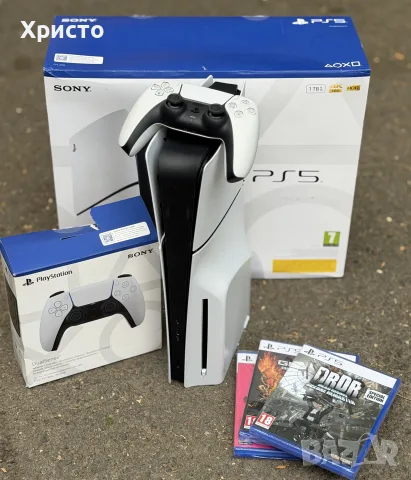 Конзола SONY PlayStation 5 Slim PS5 1TB + 2 DUALSENSE + 3 PS5 ИГРИ – Disc Edition, CFI-2116