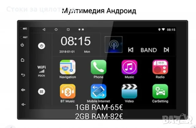 Мултимедия Андроид 1 или 2 GB RAM 