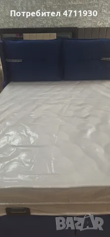 Луксозен Турски Спален Комплект  ROYAL BLUE :Синьо Кадифе 160/200 см. + Дишащ Покет Матрак 29 см