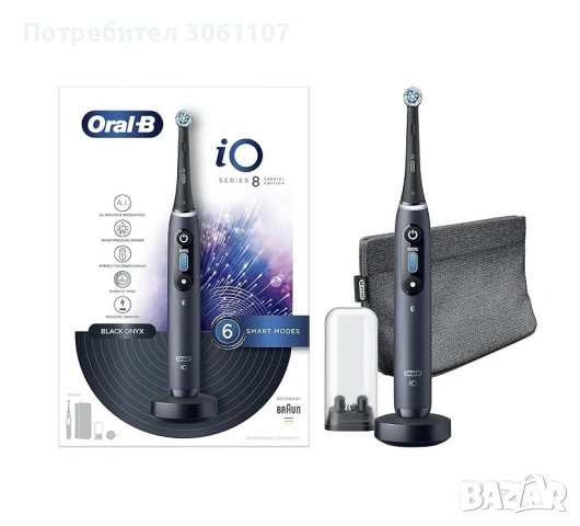 Акумулаторна електрическа четка за зъби Oral-B iO Series 8s с 1 дръжка и изкуствен интелект, черна