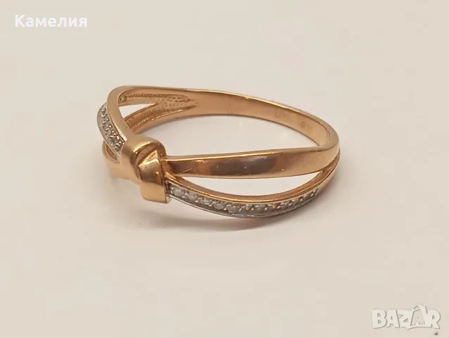 Руско злато. Пръстен с брилианти , снимка 8 - Пръстени - 55299393