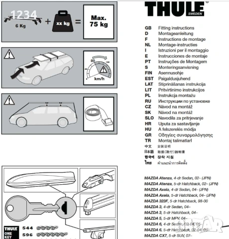 Алуминиев багажник напречни греди с THULE сет за MAZDA 3 5 6 CX-5 323f, снимка 6 - Аксесоари и консумативи - 54886283