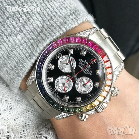 Rolex Cosmograph Daytona 40mm White Gold "Rainbow" Automatic Дамски / Унисекс Различни Варианти, снимка 12 - Дамски - 54047440