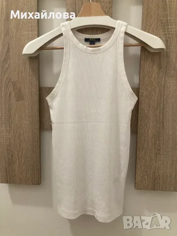 Бял рипсен топ на POLO RALPH LAUREN, размер S, нов без етикет