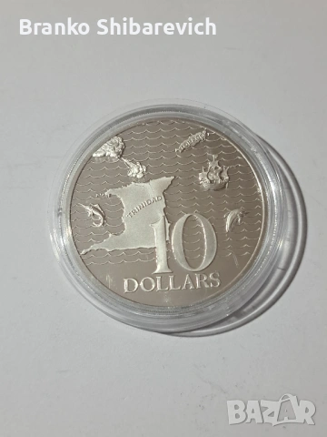 Сребърна монета proof от Trinidad and Tobago 🇹🇹 1975г.