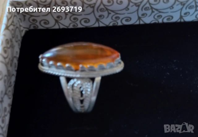 Стар пръстен с ясен кехлибар, снимка 2 - Пръстени - 55014295