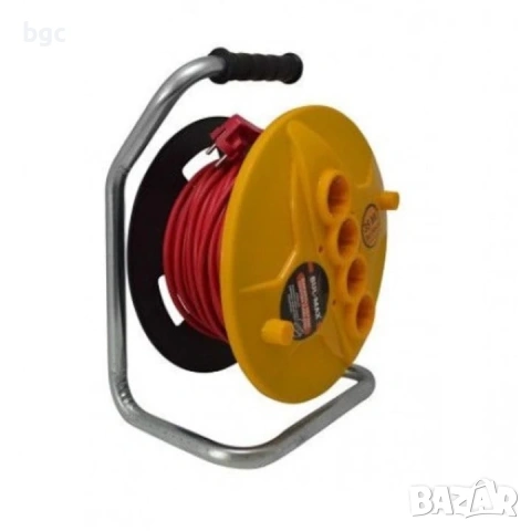 Удължител Макара 40m 3x 2.5mm2 , 4 гнезда, Ролка с барабан, Здрава конструкция