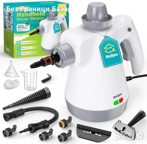 Нов преносим Парочистач с гореща пара 440 мл 12 приставки за дом и авто