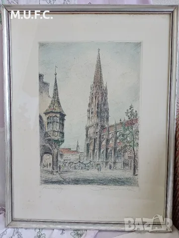 Оригинална графика 1930 Професор Фридрих Гьотсер Уникална