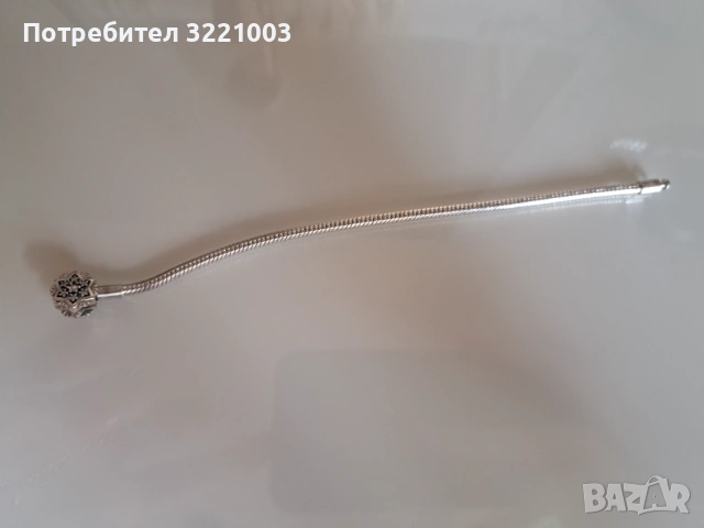 Сребърна гривна пандора снежинка, снимка 3 - Гривни - 54219060