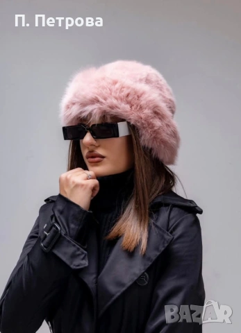пухкава розова зимна шапка, снимка 2 - Шапки - 54165379
