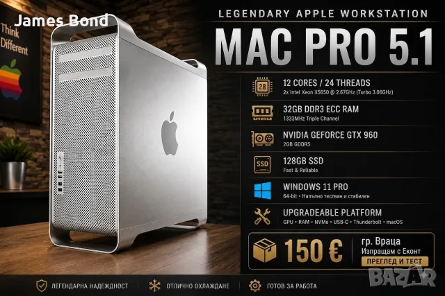 Apple Mac Pro 5.1 (Mid 2010) | 12-Core Xeon | 32GB ECC RAM | GTX 960 | Windows 11 Pro
